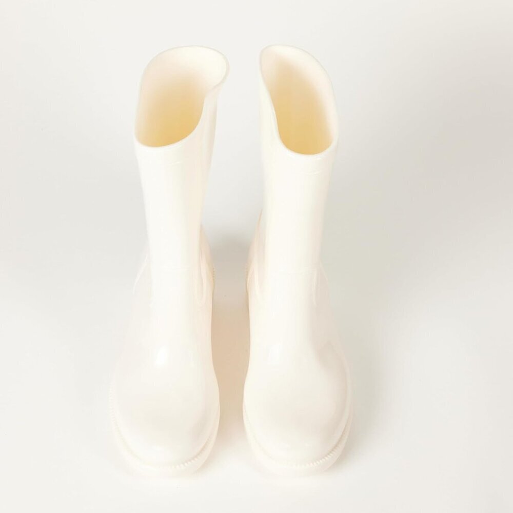 Women's White Round Toe Stella Mid Shaft Imported Pvc Pull On Solid Rain Boots - Picture 5 of 7